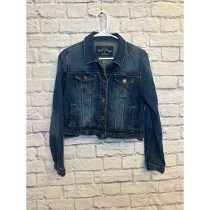 Red Camel Denim Jacket Blue Cropped Trucker Style Size L